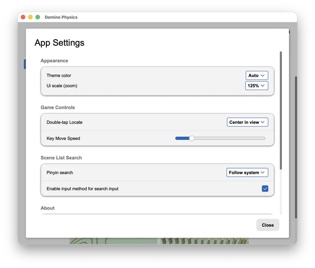 App settings